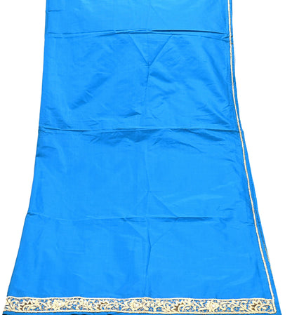 Indian Vintage Dupatta Blue Pure Silk Long Stole Hand Embroidered Scarves Floral Design Stole Veil Wrap Zardozi/ dabka