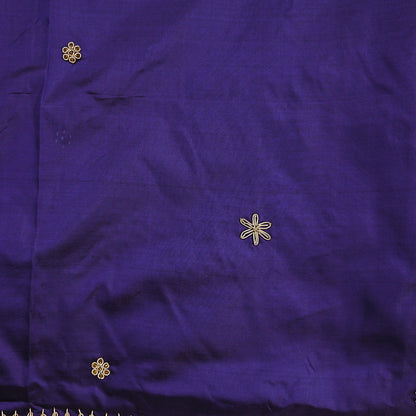 Indian Vintage Dupatta Purple Pure Silk Long Stole Hand Embroidered Scarves Floral Design Stole Veil Wrap Zardozi/ dabka