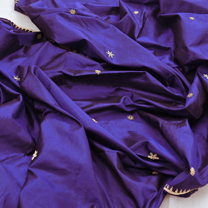 Indian Vintage Dupatta Purple Pure Silk Long Stole Hand Embroidered Scarves Floral Design Stole Veil Wrap Zardozi/ dabka