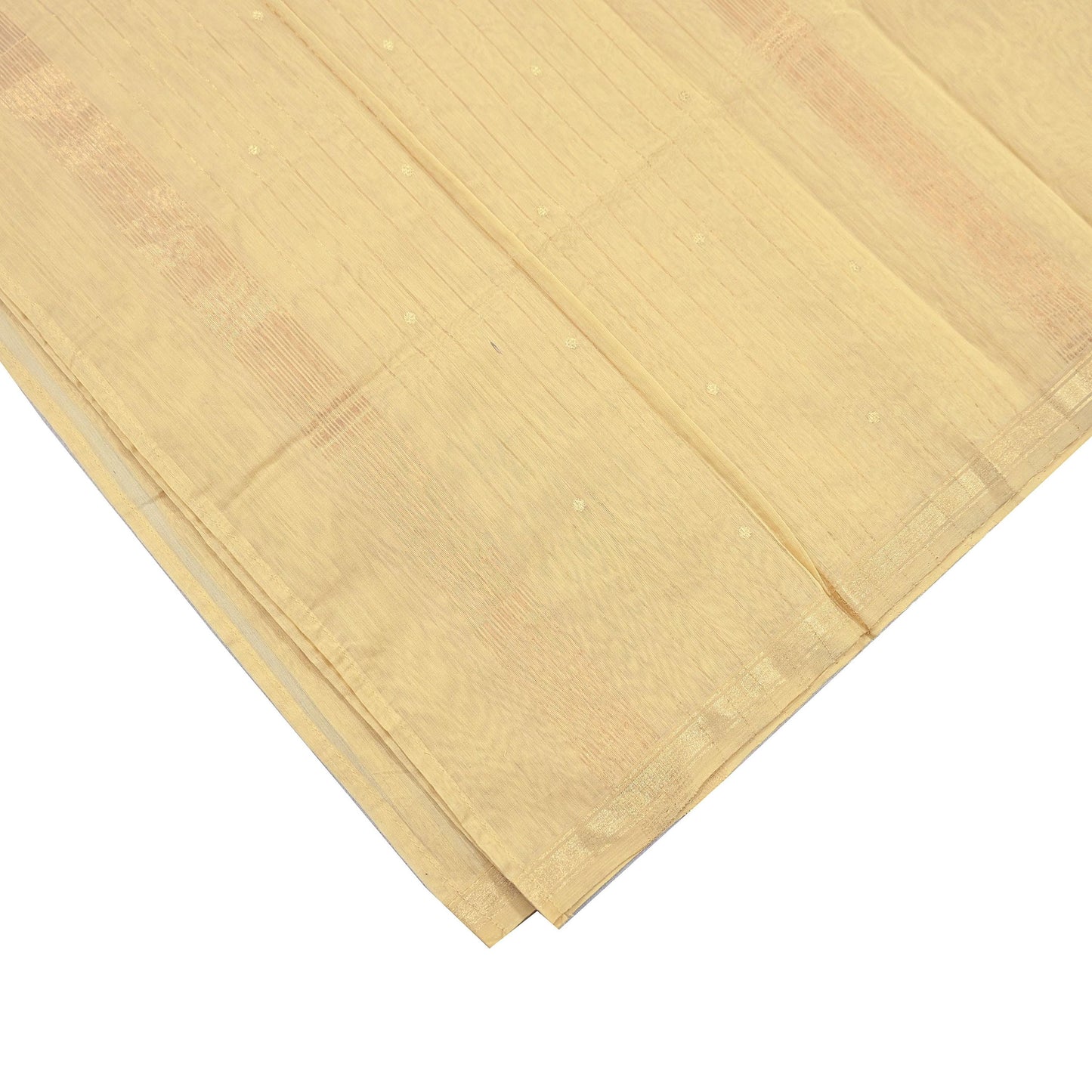 Indian Vintage Dupatta Beige Long Stole Printed Woven Chanderi Cotton Scarves Veil Golden Zari Soft Stripes Design