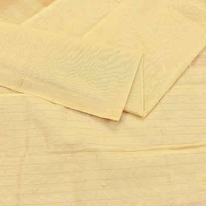 Indian Vintage Dupatta Beige Long Stole Printed Woven Chanderi Cotton Scarves Veil Golden Zari Soft Stripes Design