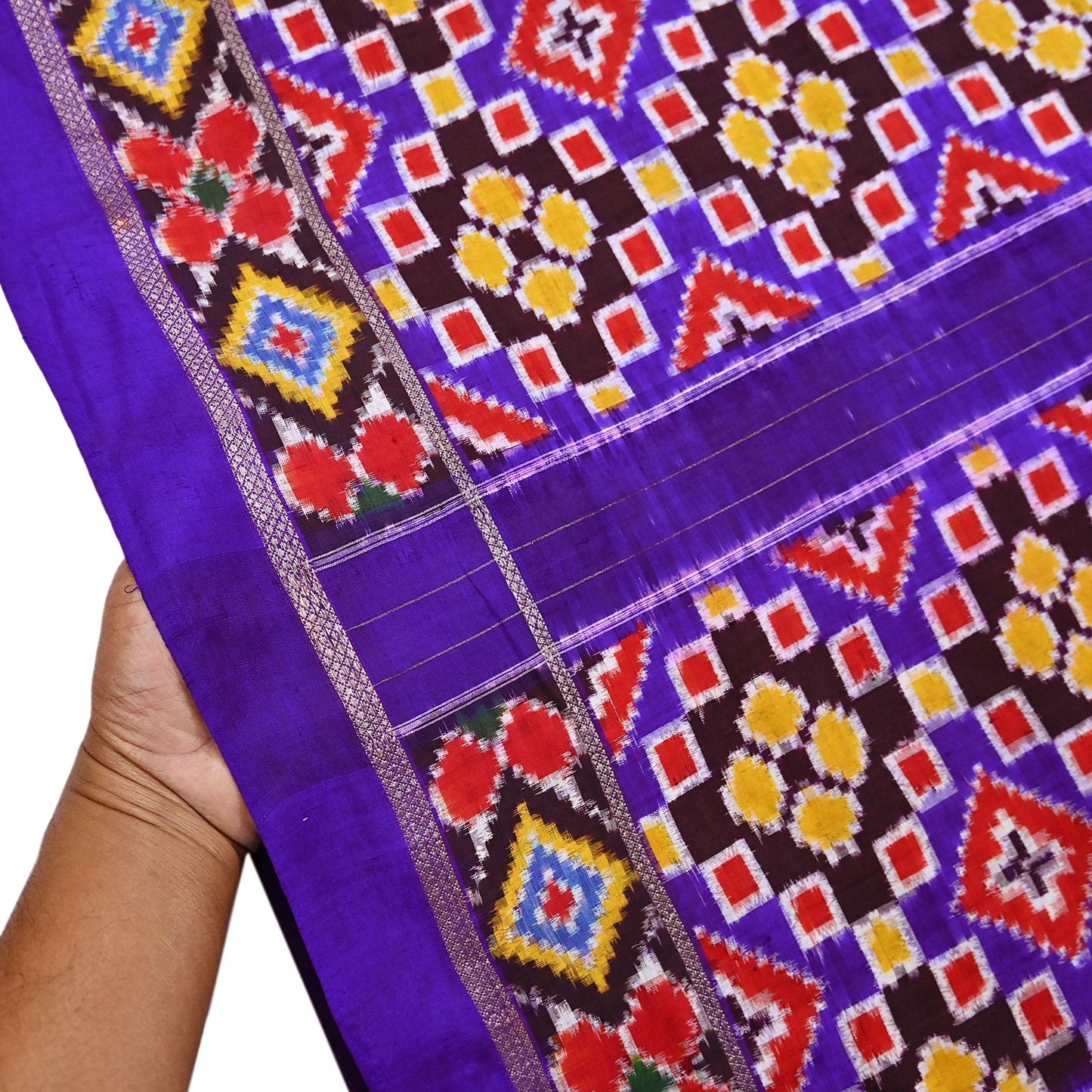 Indian Antique Vintage Blue Sari Hand Woven Double Ikat Patan Patola Sarees 100% Pure Silk Craft Fabric 5Yd Dress Making Sewing For wearing