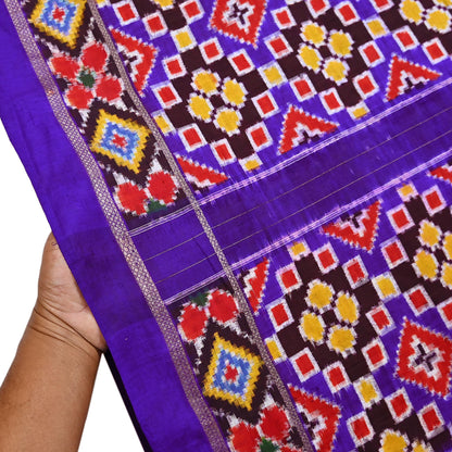 Indian Antique Vintage Blue Sari Hand Woven Double Ikat Patan Patola Sarees 100% Pure Silk Craft Fabric 5Yd Dress Making Sewing For wearing