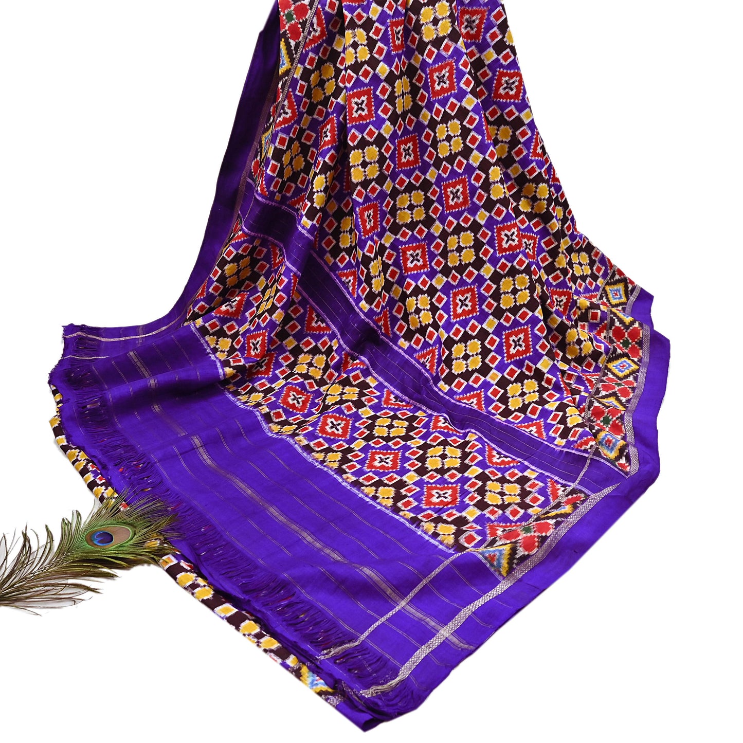 Indian Antique Vintage Blue Sari Hand Woven Double Ikat Patan Patola Sarees 100% Pure Silk Craft Fabric 5Yd Dress Making Sewing For wearing