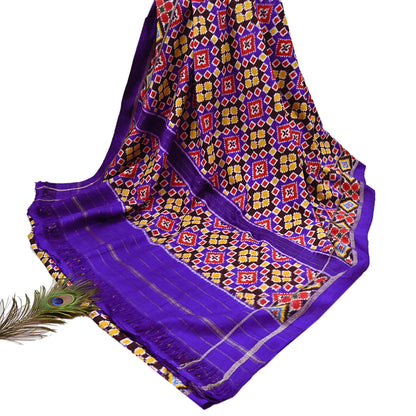Indian Antique Vintage Blue Sari Hand Woven Double Ikat Patan Patola Sarees 100% Pure Silk Craft Fabric 5Yd Dress Making Sewing For wearing
