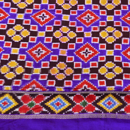 Indian Antique Vintage Blue Sari Hand Woven Double Ikat Patan Patola Sarees 100% Pure Silk Craft Fabric 5Yd Dress Making Sewing For wearing
