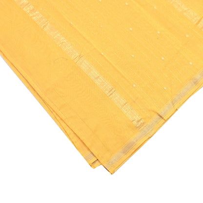 Indian Vintage Dupatta Yellow Long Stole Printed Woven Chanderi Cotton Scarves Veil Golden Zari Soft Stripes Design