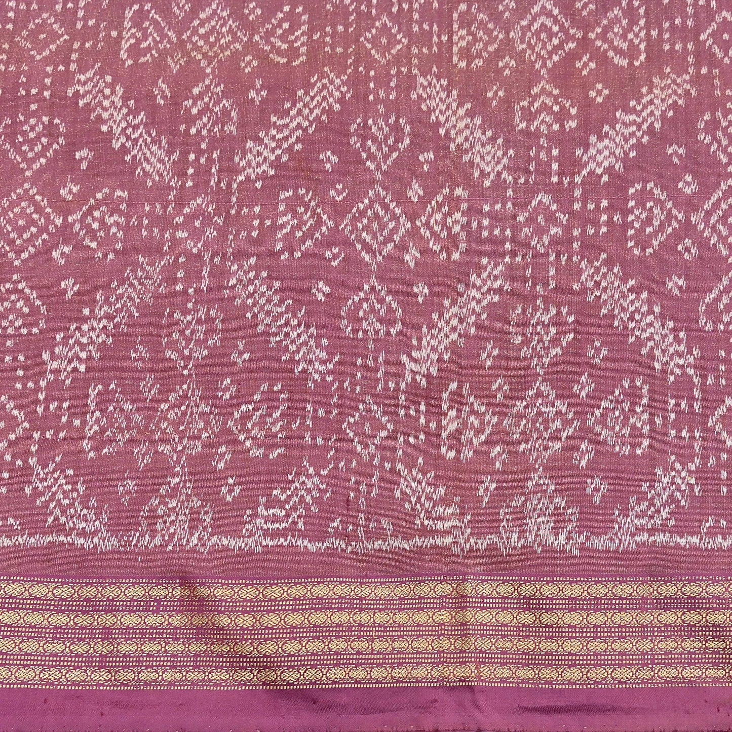 Indian Vintage Saree Golden Pink Pure Silk Hand Woven Double Ikat Patola Sari Craft Fabric 5Yard Zari Ethnic Premium Saree
