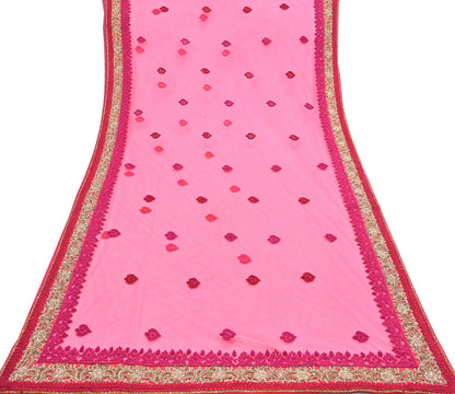 Indian Pre-owned Saree Pink Mesh/Net Hand Embroidered Sabyasachi Designer Sari 6Yd Soft Ethnic Bollywood Party saree