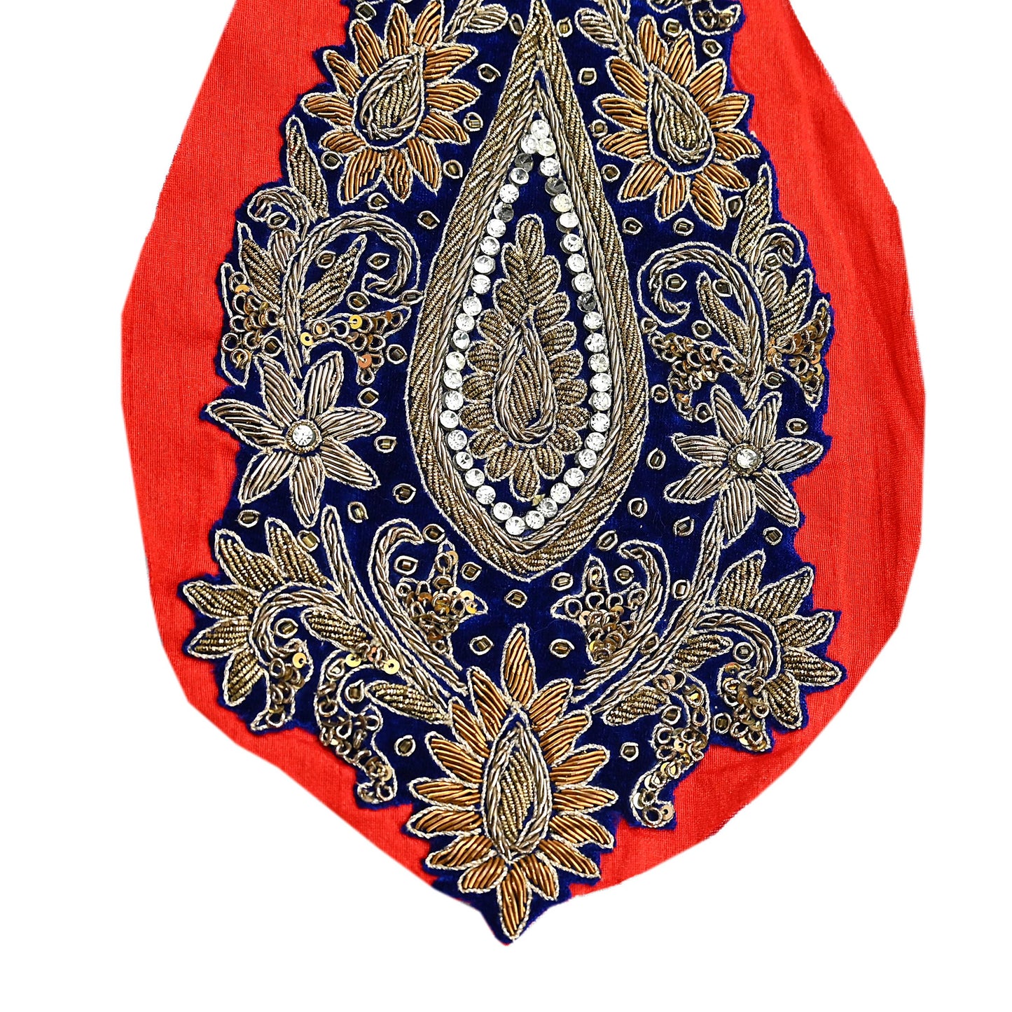Indian Vintage Blue velvet Appliques  Set of 1 Hand-Embroidered Floral Patches with Zardozi,Dabka, Zari,for Craft, Journals