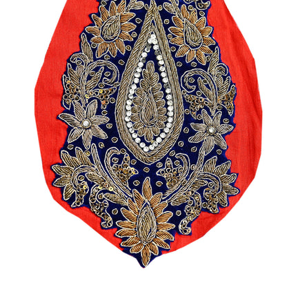Indian Vintage Blue velvet Appliques  Set of 1 Hand-Embroidered Floral Patches with Zardozi,Dabka, Zari,for Craft, Journals