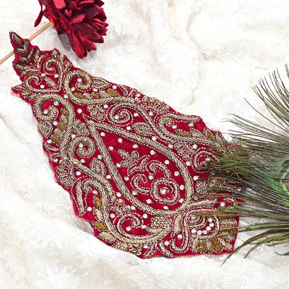 Indian Vintage Pink velvet Appliques  Set of 1 Hand-Embroidered Floral Patches with Zardozi,Dabka, Zari,for Craft, Journals