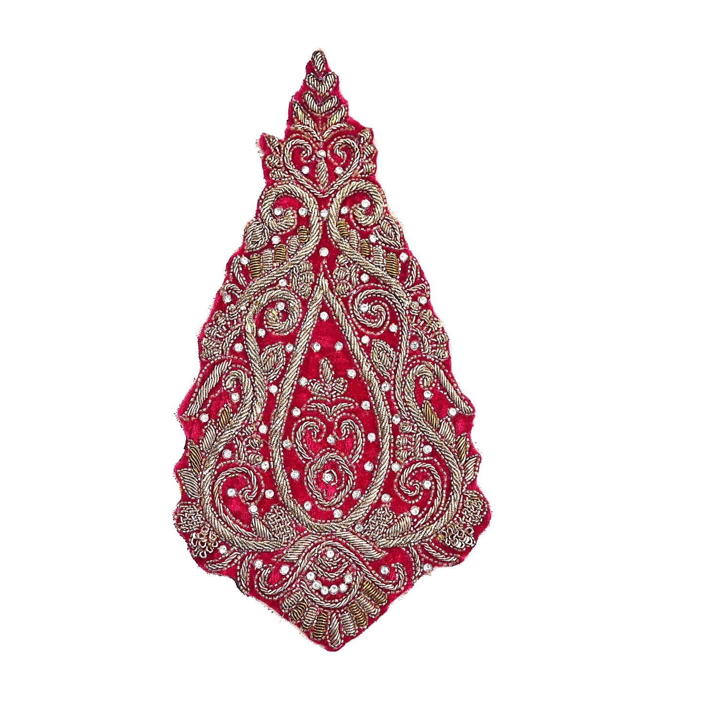 Indian Vintage Pink velvet Appliques  Set of 1 Hand-Embroidered Floral Patches with Zardozi,Dabka, Zari,for Craft, Journals