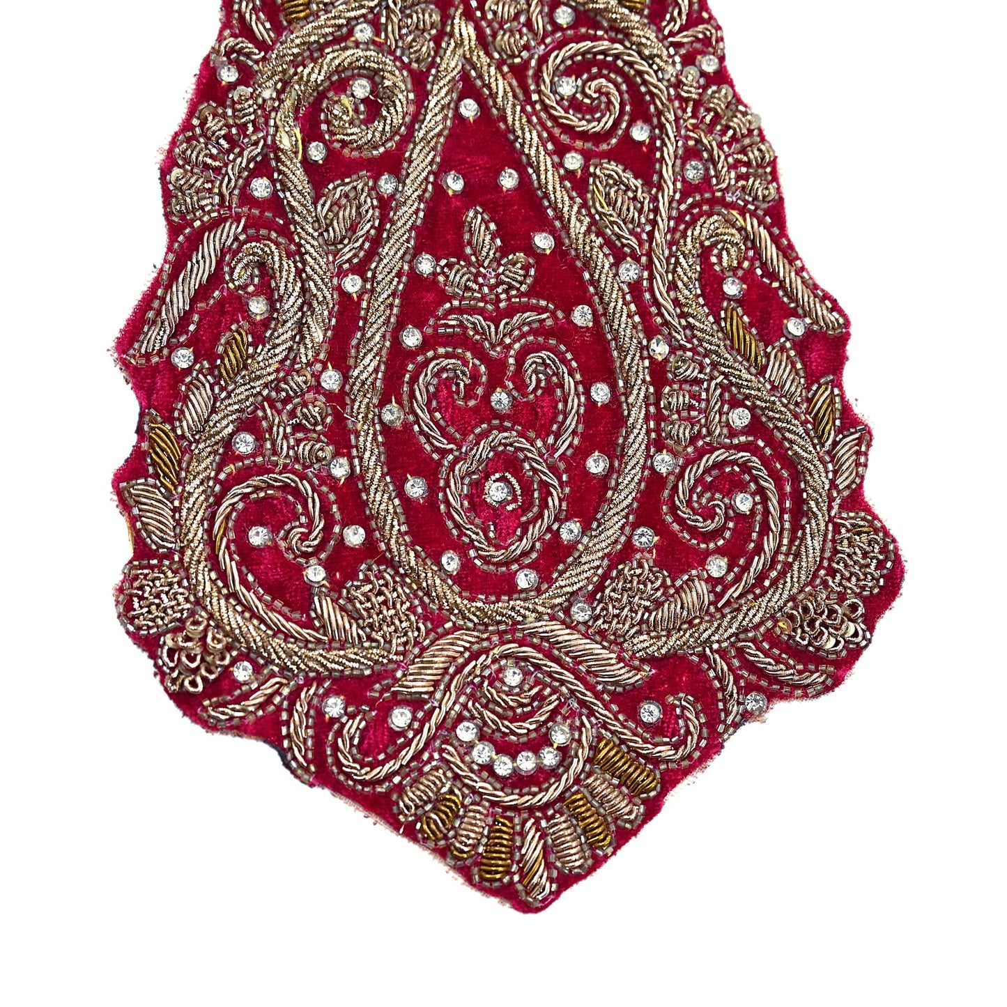 Indian Vintage Pink velvet Appliques  Set of 1 Hand-Embroidered Floral Patches with Zardozi,Dabka, Zari,for Craft, Journals