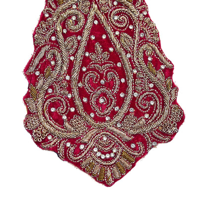 Indian Vintage Pink velvet Appliques  Set of 1 Hand-Embroidered Floral Patches with Zardozi,Dabka, Zari,for Craft, Journals