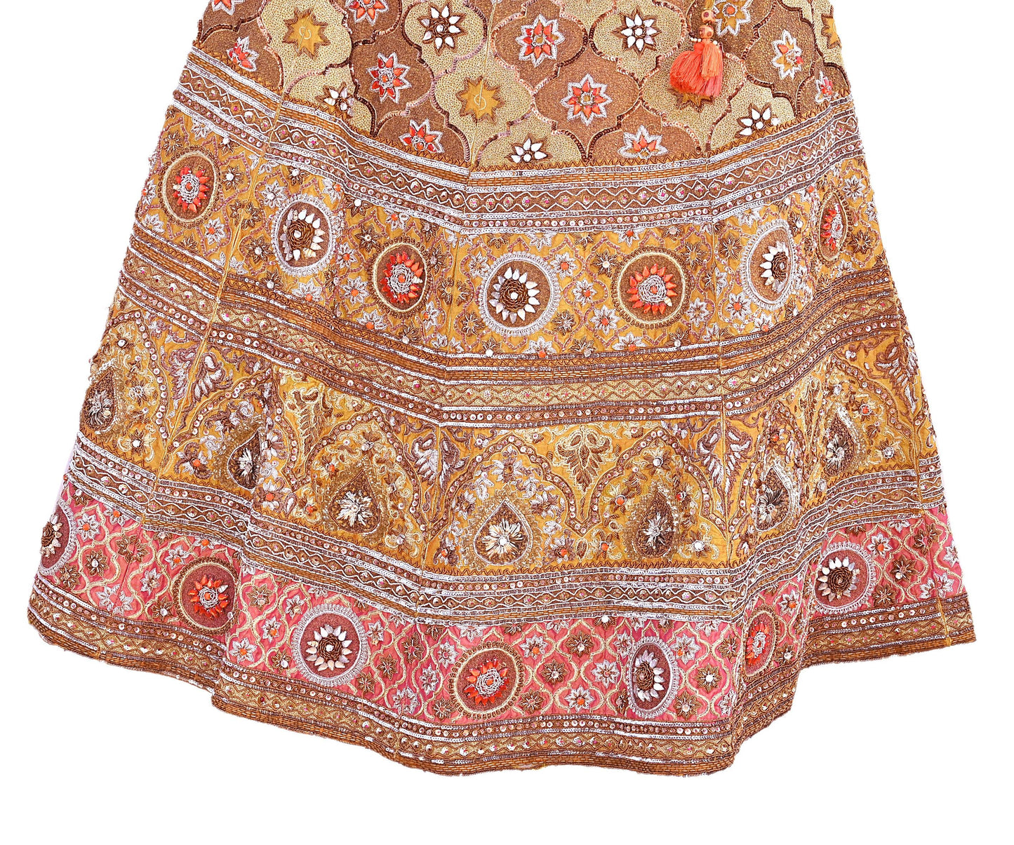 Party wear Heavy mustard yellow Raw Silk Hand Embroidered Lehenga Skirt by Designer Tarun Tahiliani Bridal Wear Indian Couture Fashion