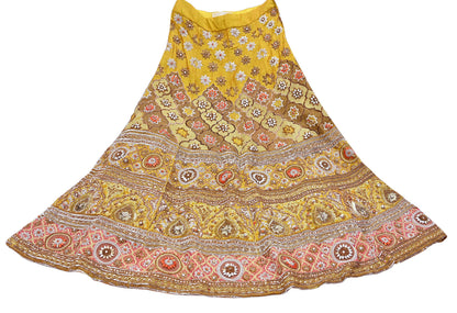 Party wear Heavy mustard yellow Raw Silk Hand Embroidered Lehenga Skirt by Designer Tarun Tahiliani Bridal Wear Indian Couture Fashion