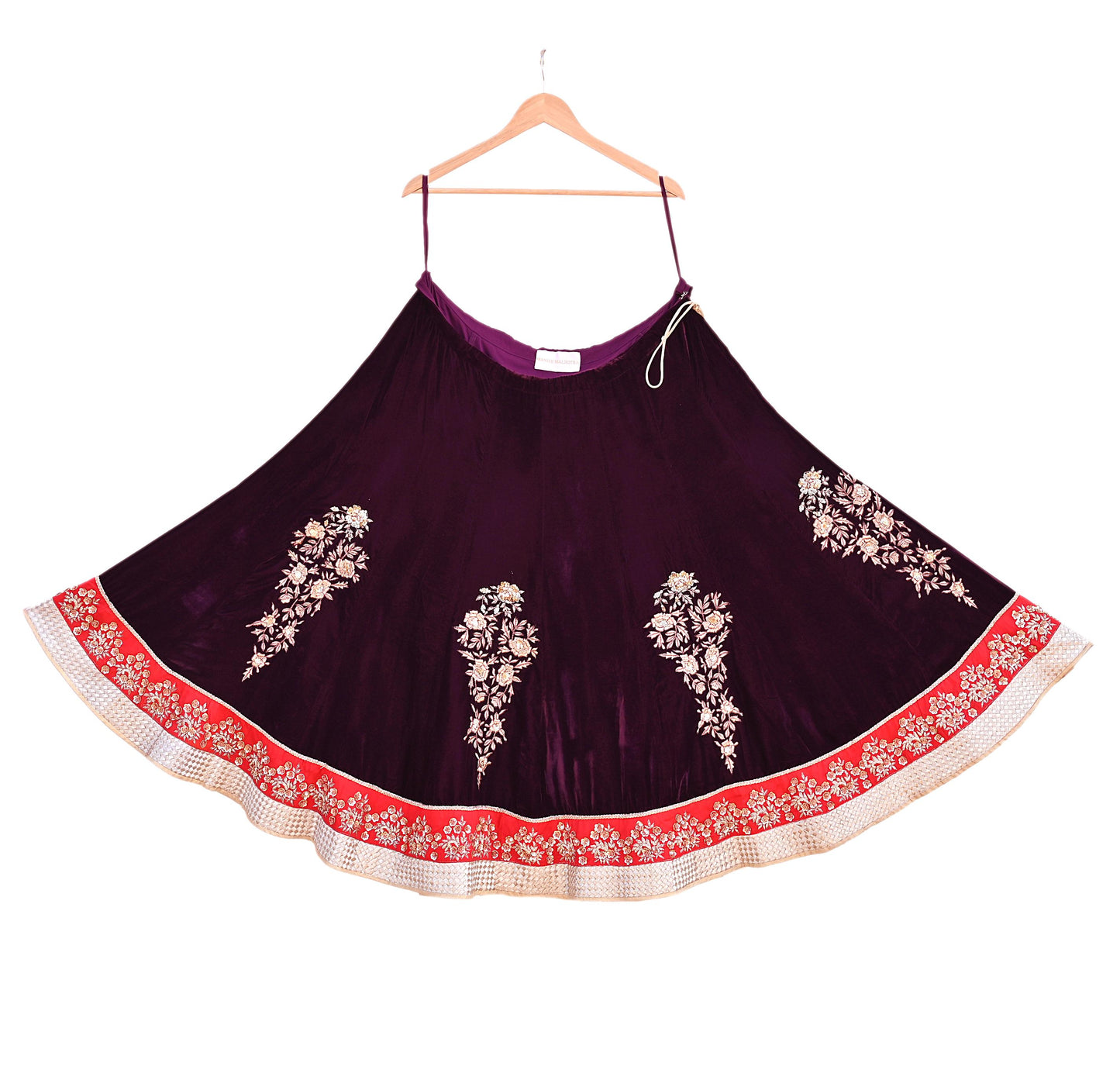 Manish Malhotra Purple Velvet Lehenga Skirt Heavy Zardozi Dabka Embroidery Indian Bridal Wear, Designer Couture Wedding Outfit