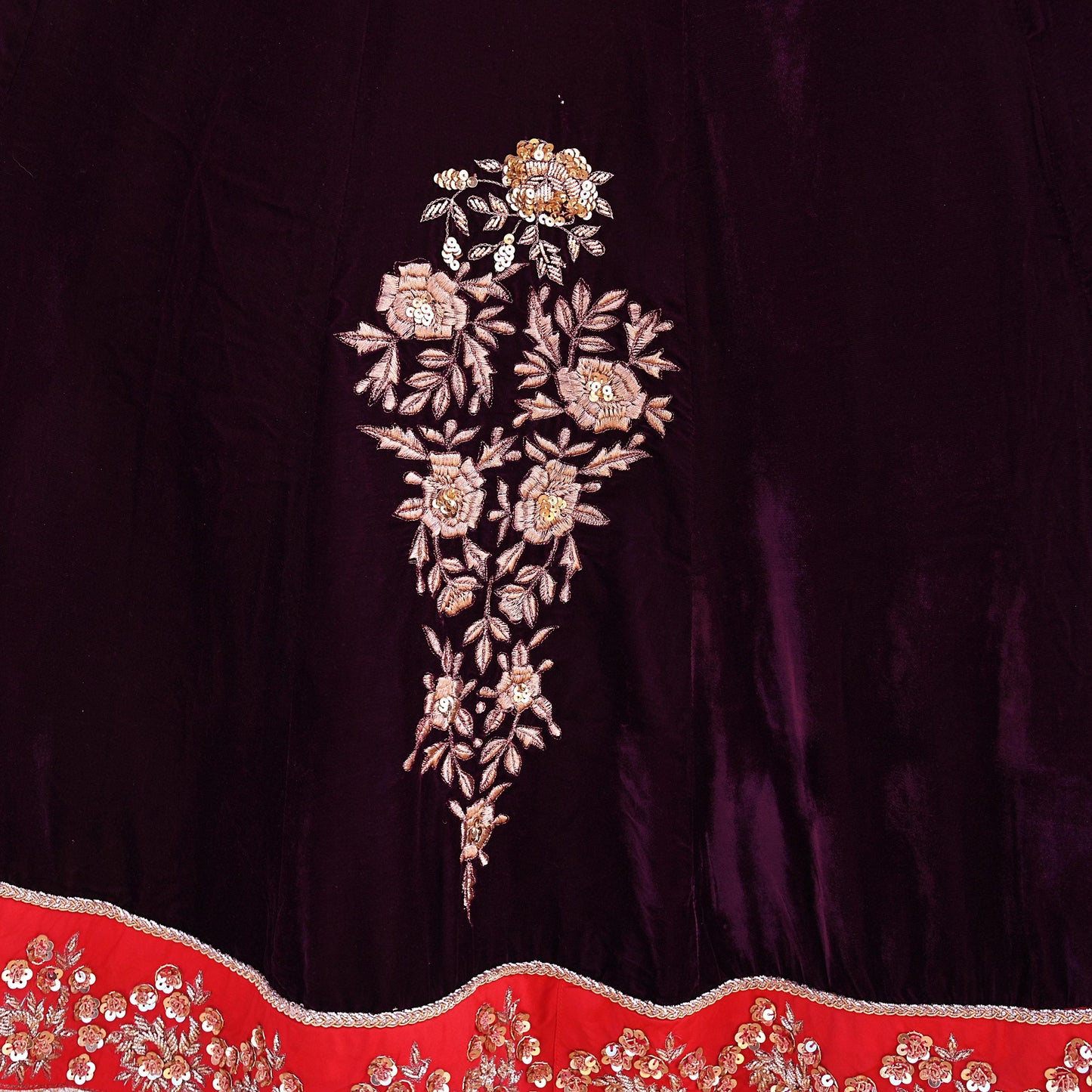 Manish Malhotra Purple Velvet Lehenga Skirt Heavy Zardozi Dabka Embroidery Indian Bridal Wear, Designer Couture Wedding Outfit