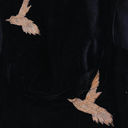 Indian Pre-owned Black Velvet Embroidered Padded Blouse/Crop/Top M Size Party wear Bollywood