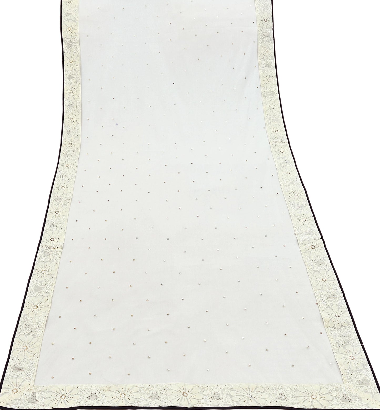 Indian Heavy Ivory Mesh/Net Hand Embroidered Mukesh/ Chikankari Lehenga 2pcs Set By Designer Abu Jani Bridal Wear Bollywood Party wear