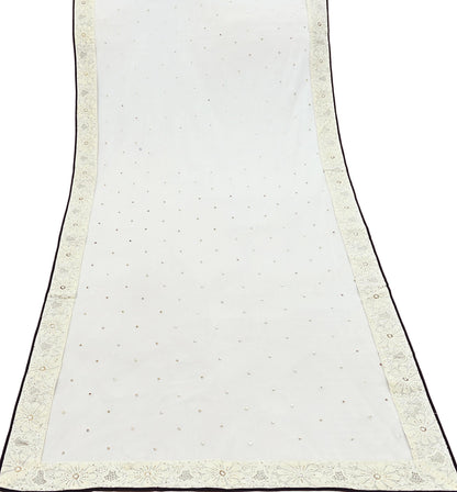 Indian Heavy Ivory Mesh/Net Hand Embroidered Mukesh/ Chikankari Lehenga 2pcs Set By Designer Abu Jani Bridal Wear Bollywood Party wear