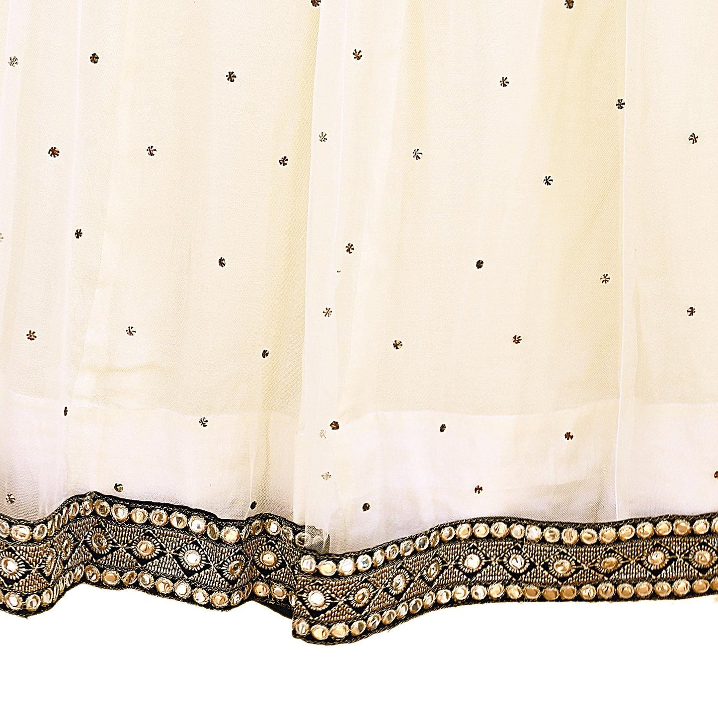 Indian Ivory Net Hand Embroidered  Mukesh/ Chikankari Lehenga/Skirt Designer By Abu Jani  bollywood party wear