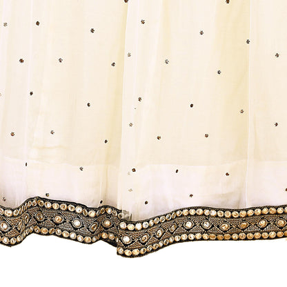 Indian Ivory Net Hand Embroidered  Mukesh/ Chikankari Lehenga/Skirt Designer By Abu Jani  bollywood party wear