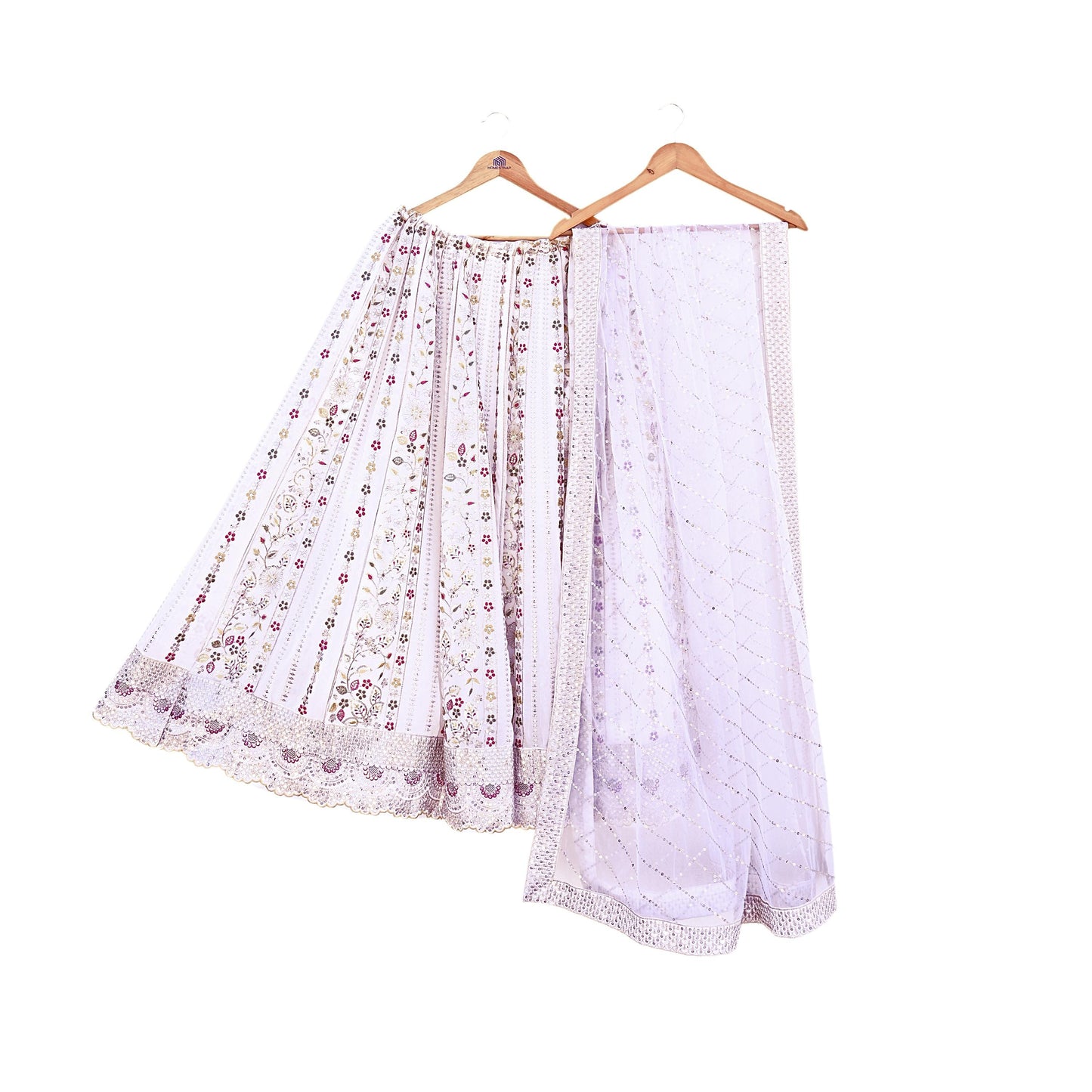 Indian Vintage White Net/ Pure Georgette Hand Embroidered Lehenga 2pcs Set Party Wear With skirt & Dupatta Bollywood Zari
