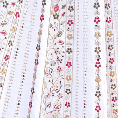 Indian Pre-owned White Pure Georgette Embroidered Lehenga/Skirt Bridal Wear Bollywood