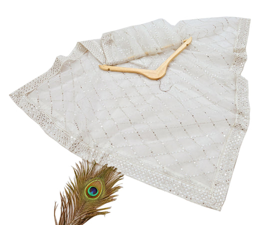 Indian Vintage White Dupatta Long Stole Net Mess Embroidered Scarves Veil Hijab Sequins stole veil hijab