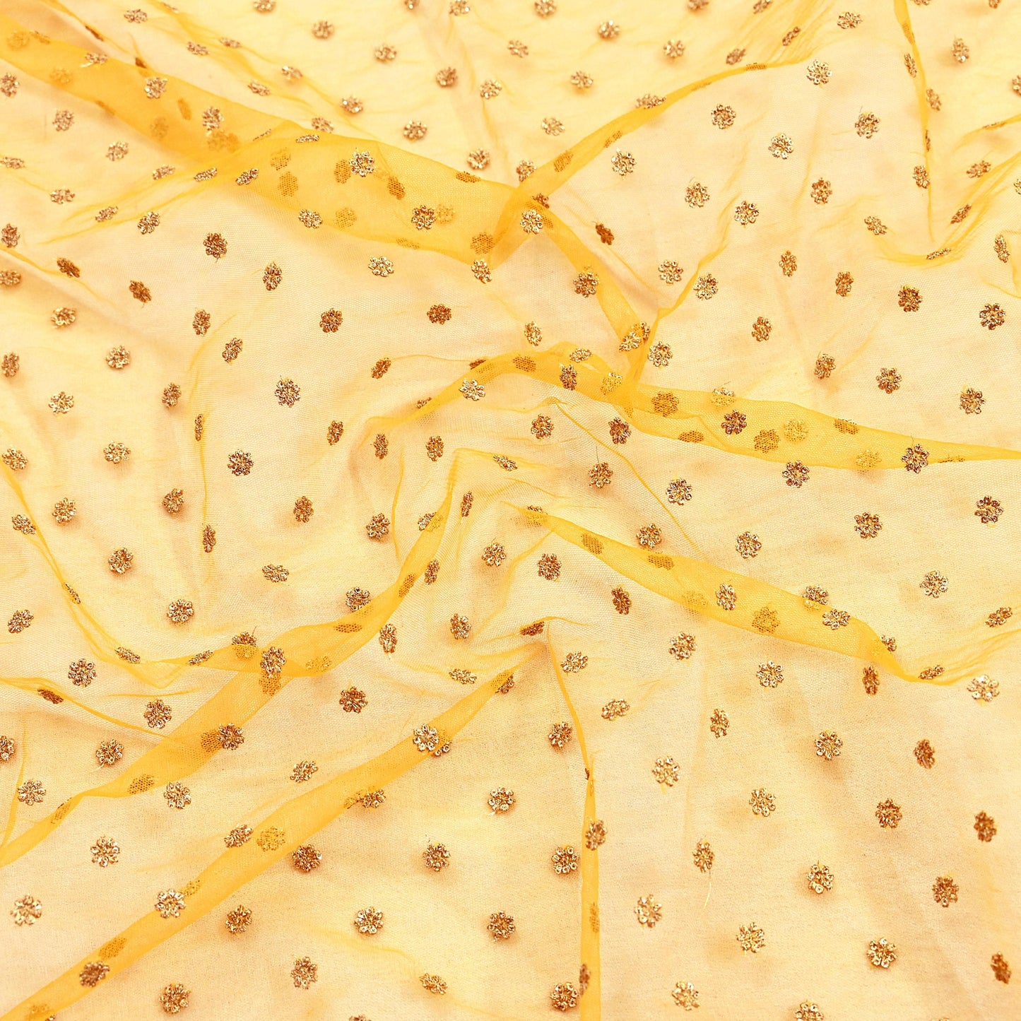 Indian Vintage Heavy Wedding Yellow Net/Mesh Hand Embroidered Dupatta Designer By Manish Malhotra Bridal Wear Sequins Veil Hijab