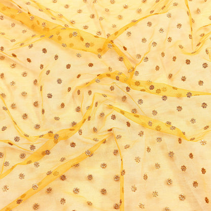 Indian Vintage Heavy Wedding Yellow Net/Mesh Hand Embroidered Dupatta Designer By Manish Malhotra Bridal Wear Sequins Veil Hijab