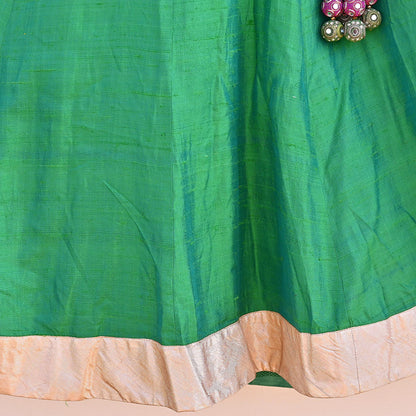 Anamika Khanna Deep Greem Raw Silk Skirt Heavy Embroidered Bridal Lehenga Bottom Designer Wedding Couture Outfit