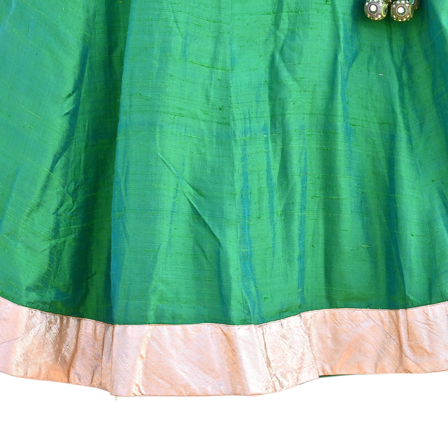 Anamika Khanna Deep Greem Raw Silk Skirt Heavy Embroidered Bridal Lehenga Bottom Designer Wedding Couture Outfit