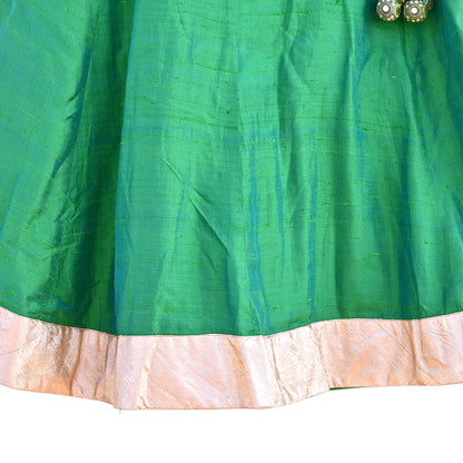 Anamika Khanna Deep Greem Raw Silk Skirt Heavy Embroidered Bridal Lehenga Bottom Designer Wedding Couture Outfit