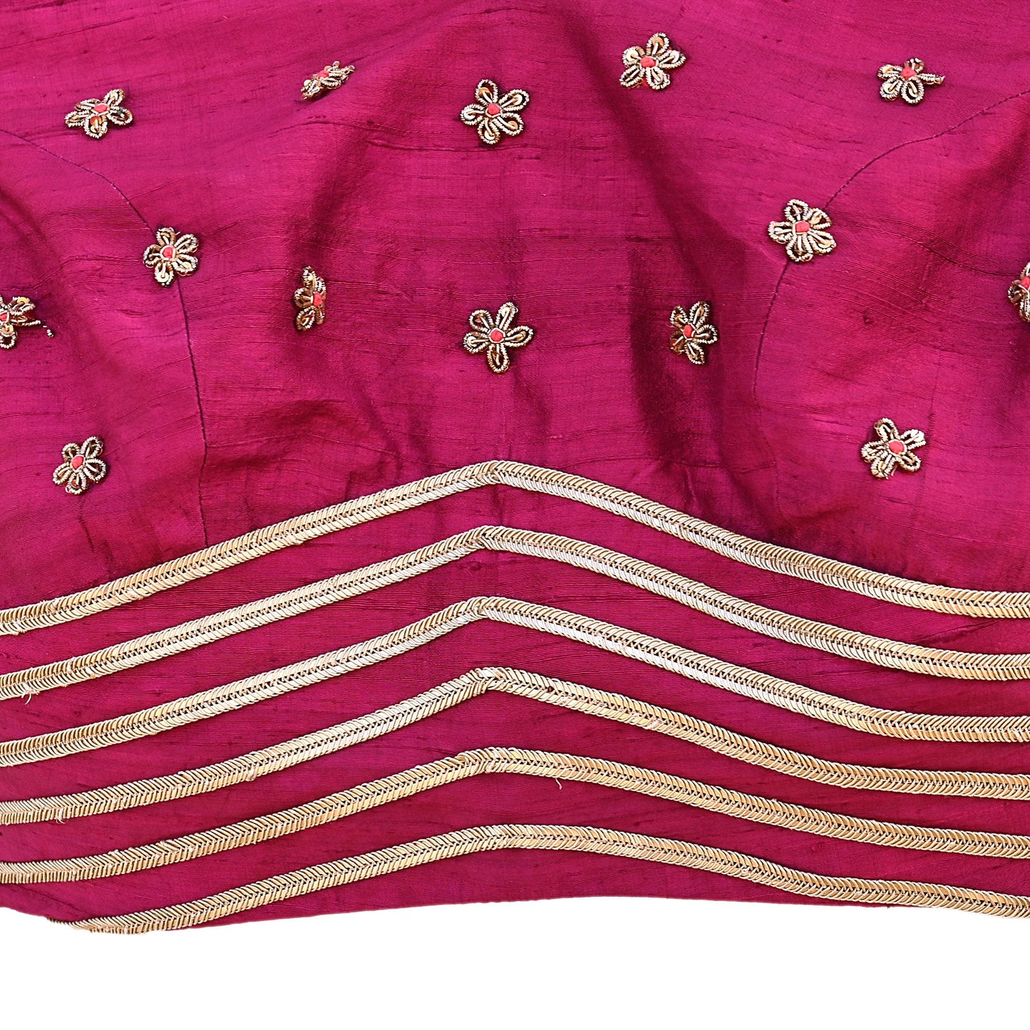 Indian Pre-owned Purple raw silk Hand Embroidered Blouse/Top/Crop M Size Party wear Bollywood