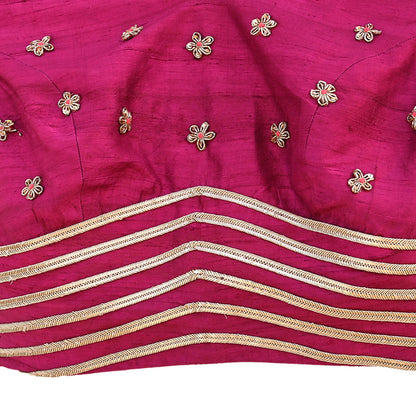 Indian Pre-owned Purple raw silk Hand Embroidered Blouse/Top/Crop M Size Party wear Bollywood