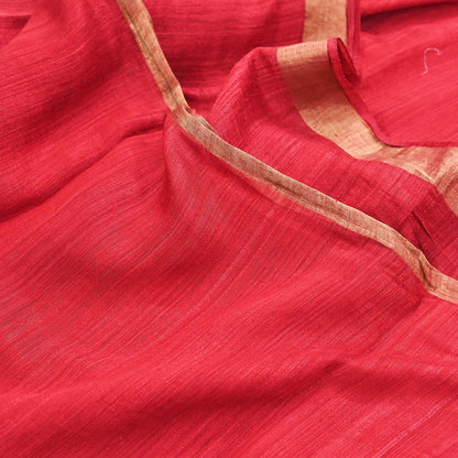 Indian Vintage Sari Red hand woven Sari Pure chanderi Silk Saree Craft Fabric 5Yd Floral Soft Zari Dress making For Crafting Quilting