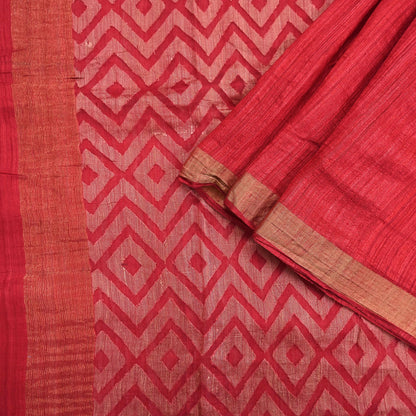 Indian Vintage Sari Red hand woven Sari Pure chanderi Silk Saree Craft Fabric 5Yd Floral Soft Zari Dress making For Crafting Quilting
