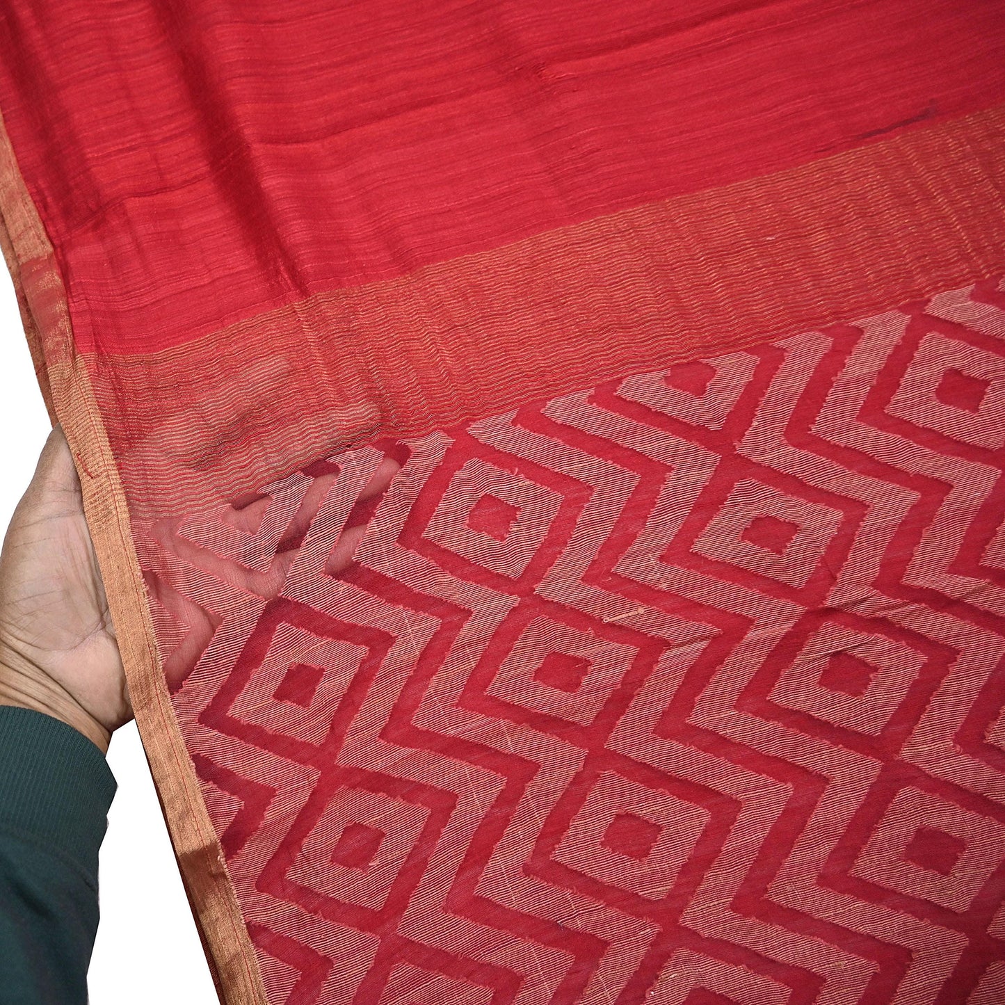 Indian Vintage Sari Red hand woven Sari Pure chanderi Silk Saree Craft Fabric 5Yd Floral Soft Zari Dress making For Crafting Quilting
