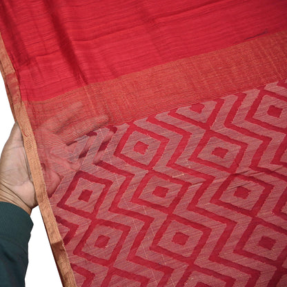 Indian Vintage Sari Red hand woven Sari Pure chanderi Silk Saree Craft Fabric 5Yd Floral Soft Zari Dress making For Crafting Quilting