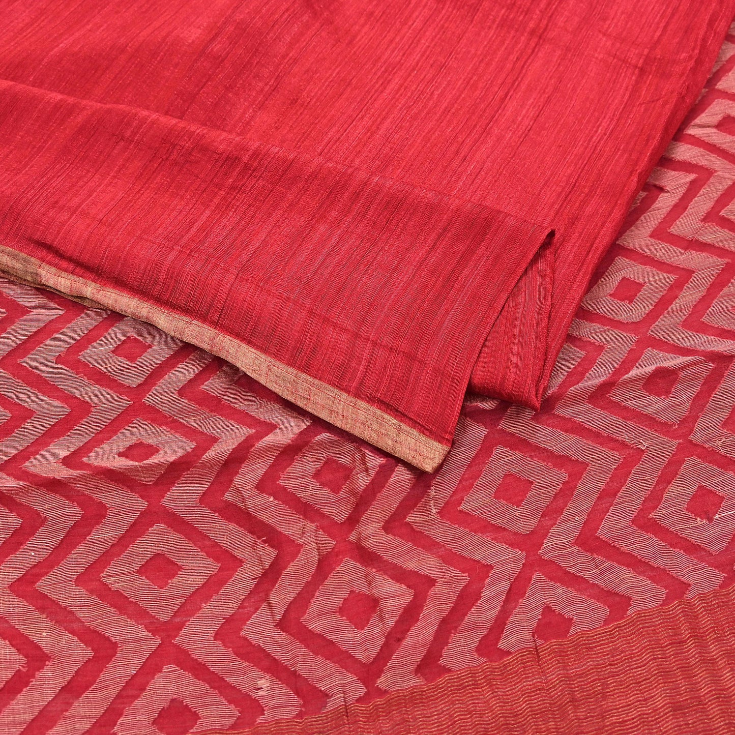 Indian Vintage Sari Red hand woven Sari Pure chanderi Silk Saree Craft Fabric 5Yd Floral Soft Zari Dress making For Crafting Quilting