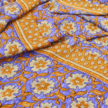 Indian Vintage Sari Pure Georgette Silk Printed Saree Craft Fabric Sewing 6Yd Soft Light Dress Making Crafting Quilting with blouse fabric
