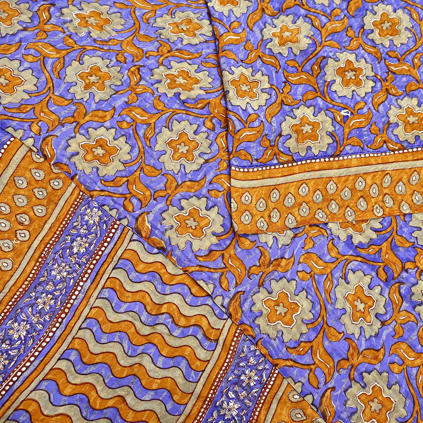 Indian Vintage Sari Pure Georgette Silk Printed Saree Craft Fabric Sewing 6Yd Soft Light Dress Making Crafting Quilting with blouse fabric