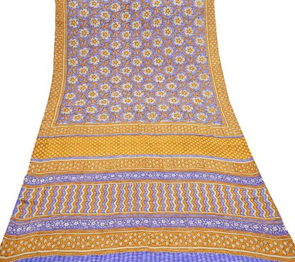 Indian Vintage Sari Pure Georgette Silk Printed Saree Craft Fabric Sewing 6Yd Soft Light Dress Making Crafting Quilting with blouse fabric