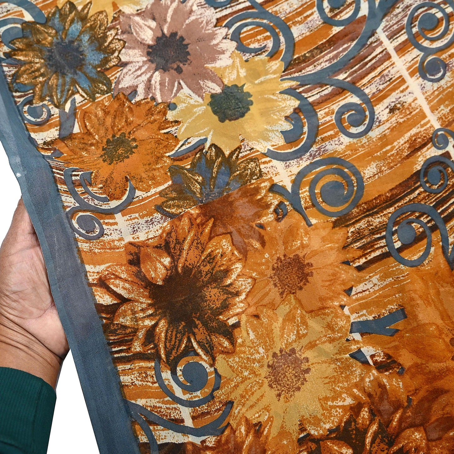 Indian Vintage Sari Multi Pure Georgette Silk Printed Sarees 6Yd Craft Fabric Sewing Quilting Dress making Crafting Quilting Upcycle