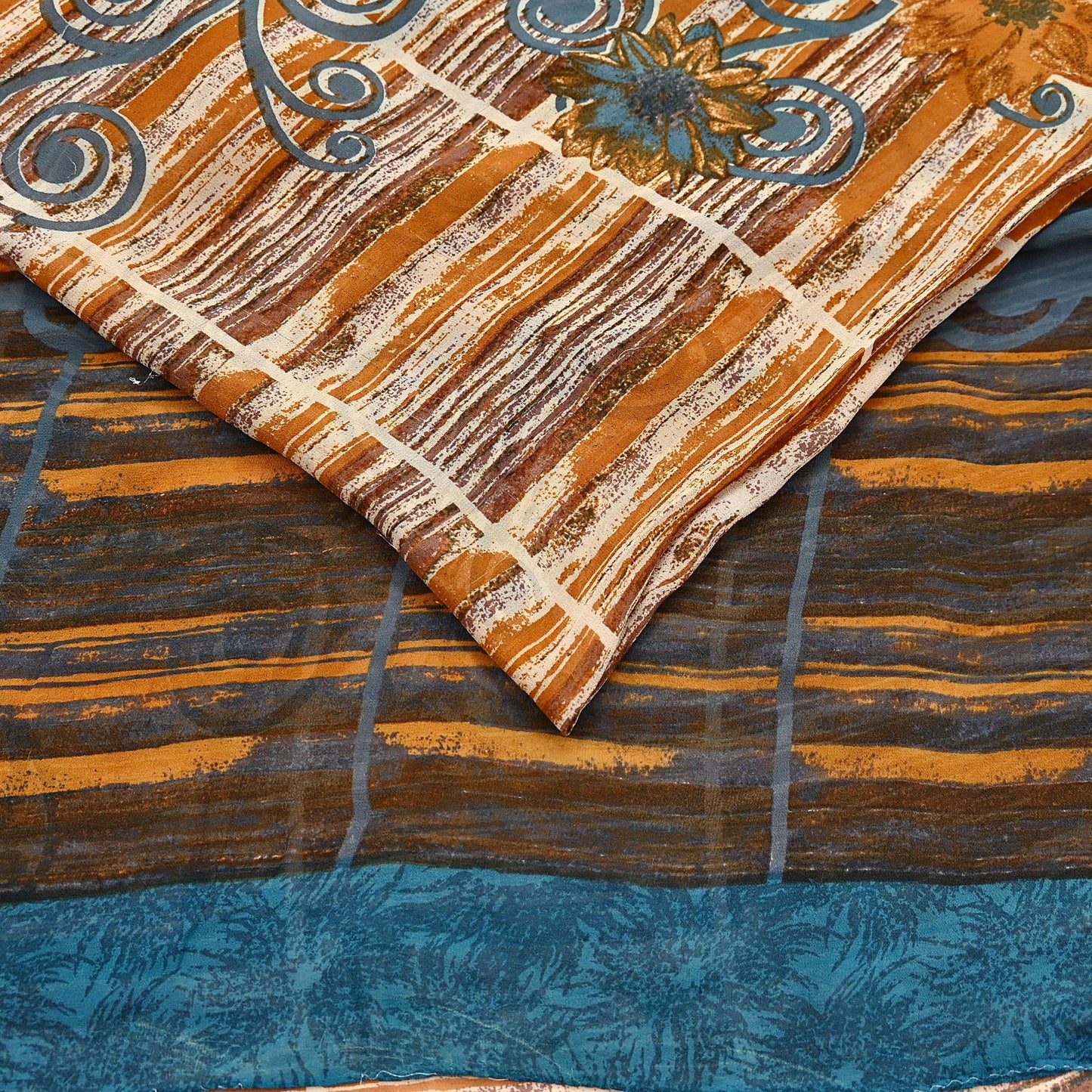 Indian Vintage Sari Multi Pure Georgette Silk Printed Sarees 6Yd Craft Fabric Sewing Quilting Dress making Crafting Quilting Upcycle