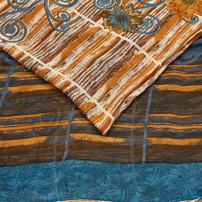 Indian Vintage Sari Multi Pure Georgette Silk Printed Sarees 6Yd Craft Fabric Sewing Quilting Dress making Crafting Quilting Upcycle