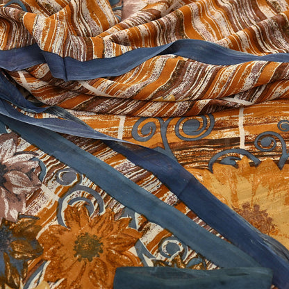 Indian Vintage Sari Multi Pure Georgette Silk Printed Sarees 6Yd Craft Fabric Sewing Quilting Dress making Crafting Quilting Upcycle